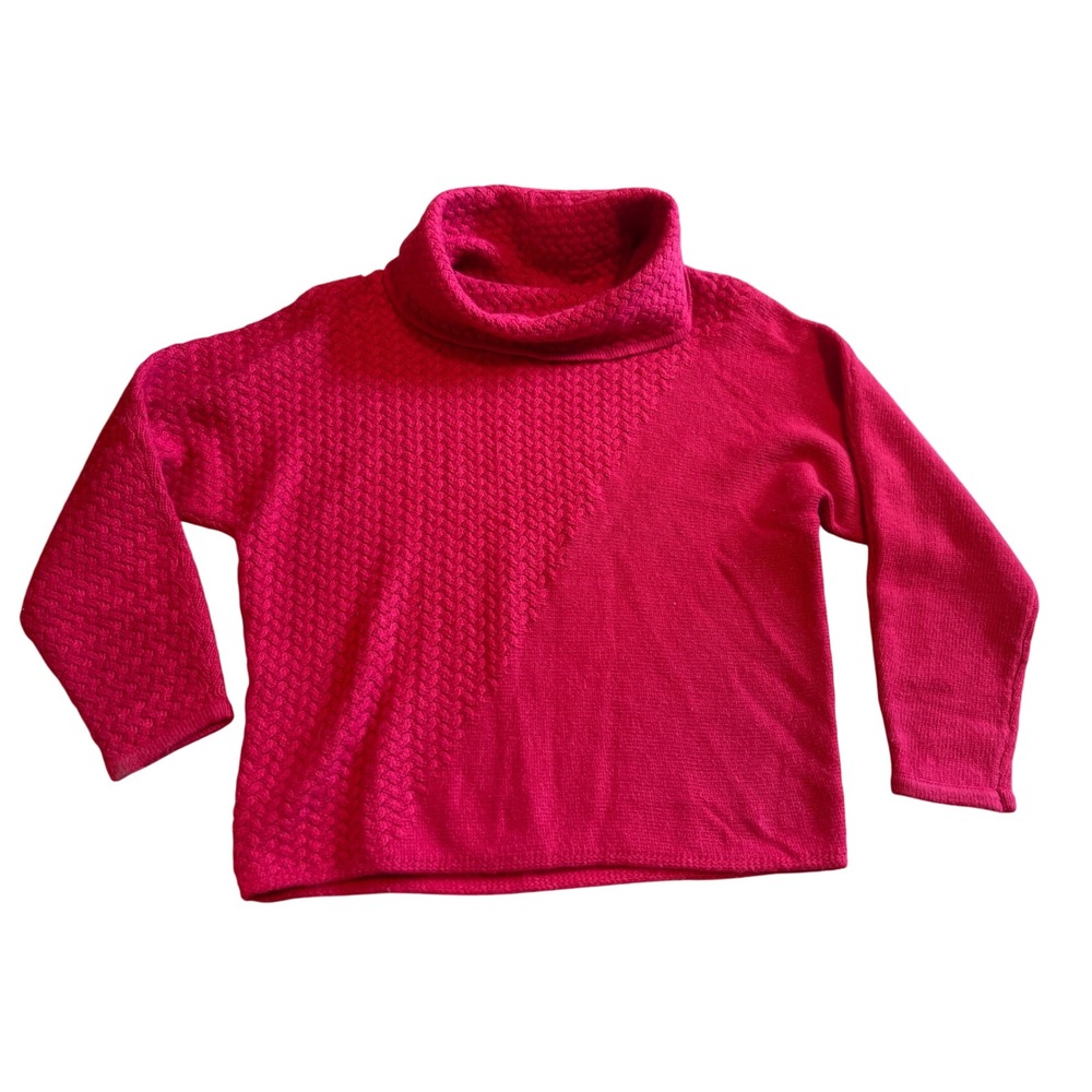 KENAR Turtleneck Sweater Wool Angora Rabbit Hair Red Long Sleeve Women Size‎ L